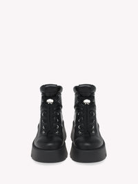 Bottines biker Vancouver en cuir lisse - Noir