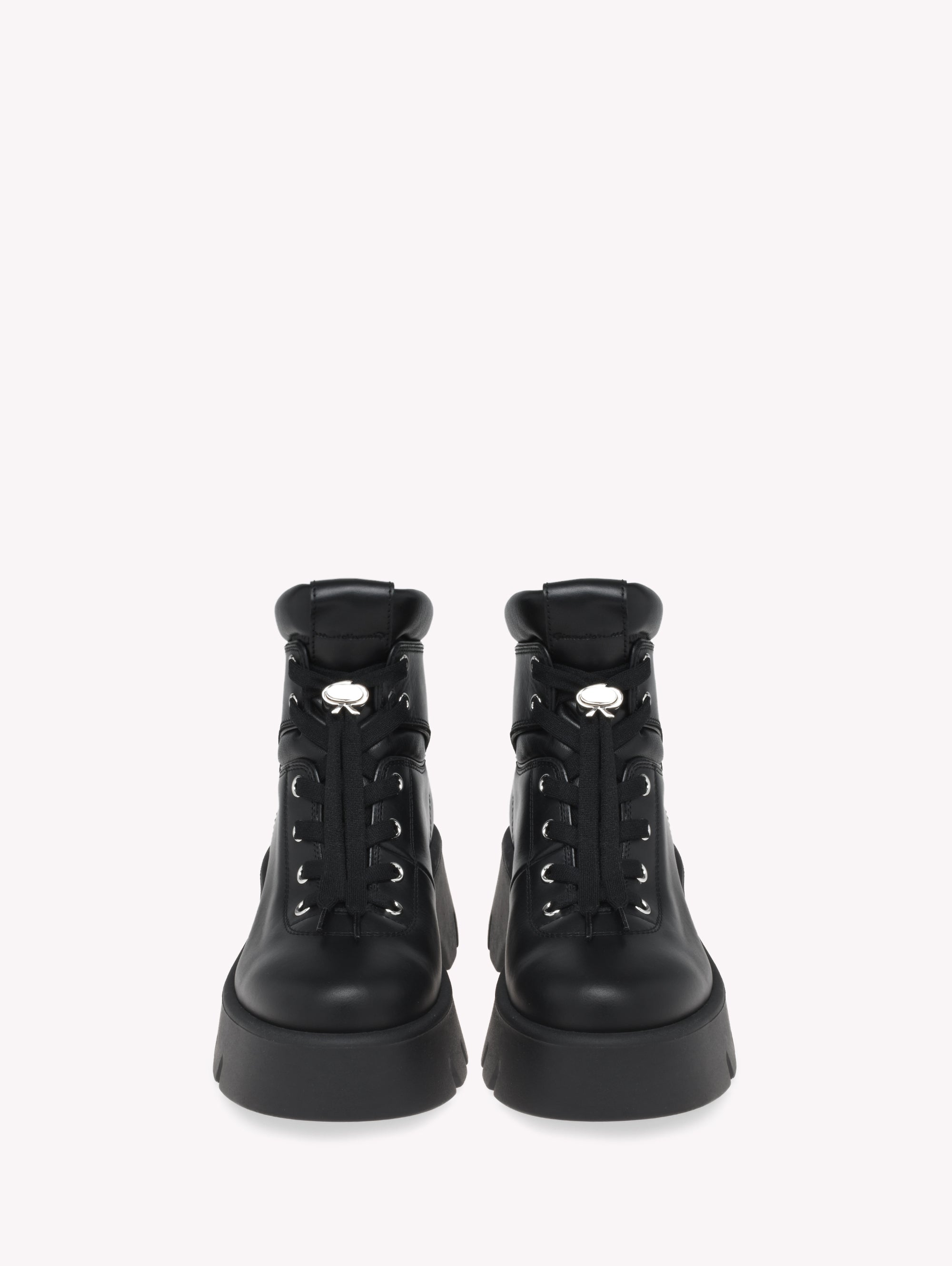 Bottines biker Vancouver en cuir lisse - Noir