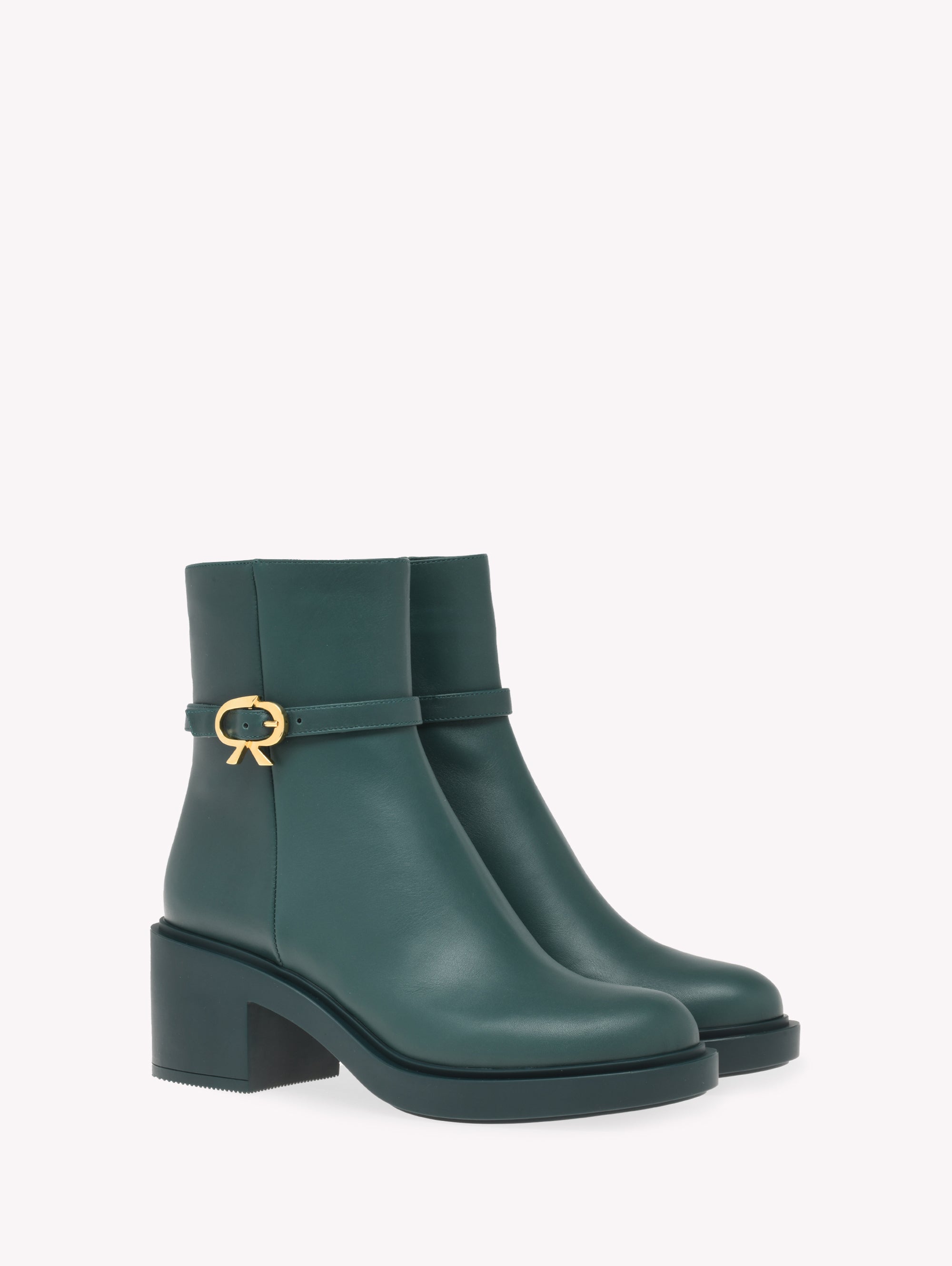 Bottines biker Ribbon Dumont 45 en cuir lisse - Vert