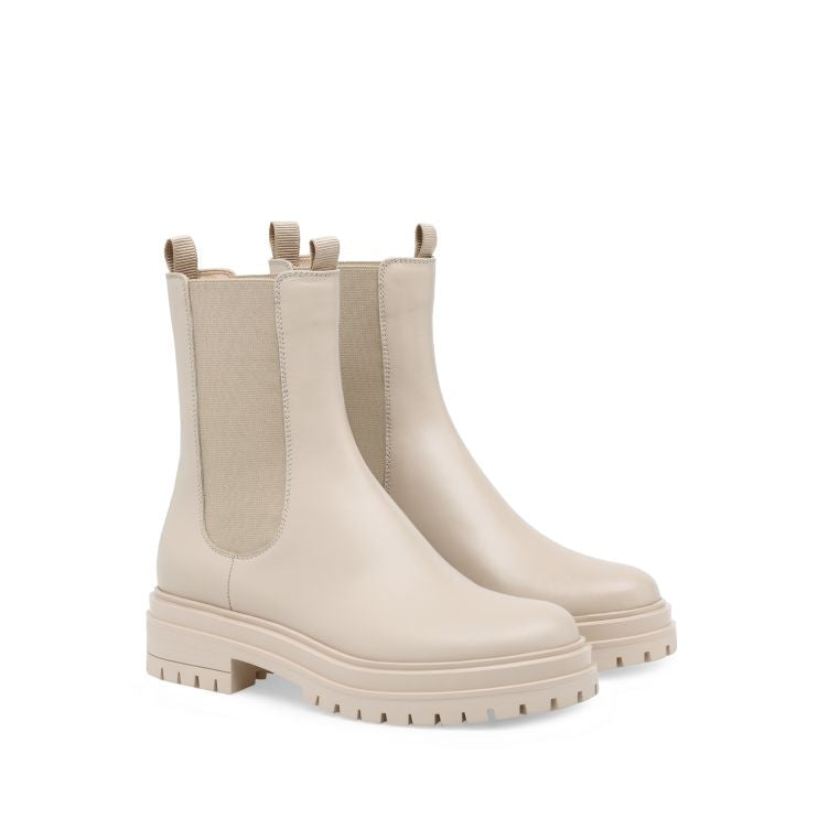 Bottines Chester en cuir lisse - Neutre