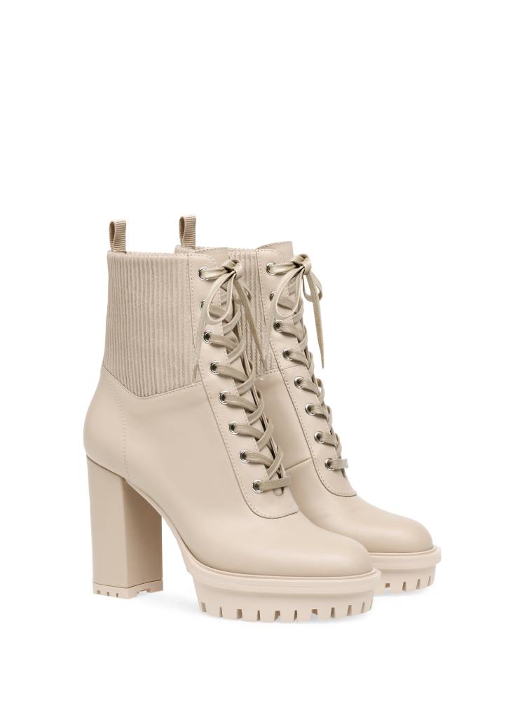 Bottines biker Martis 100 en cuir lisse - Neutre
