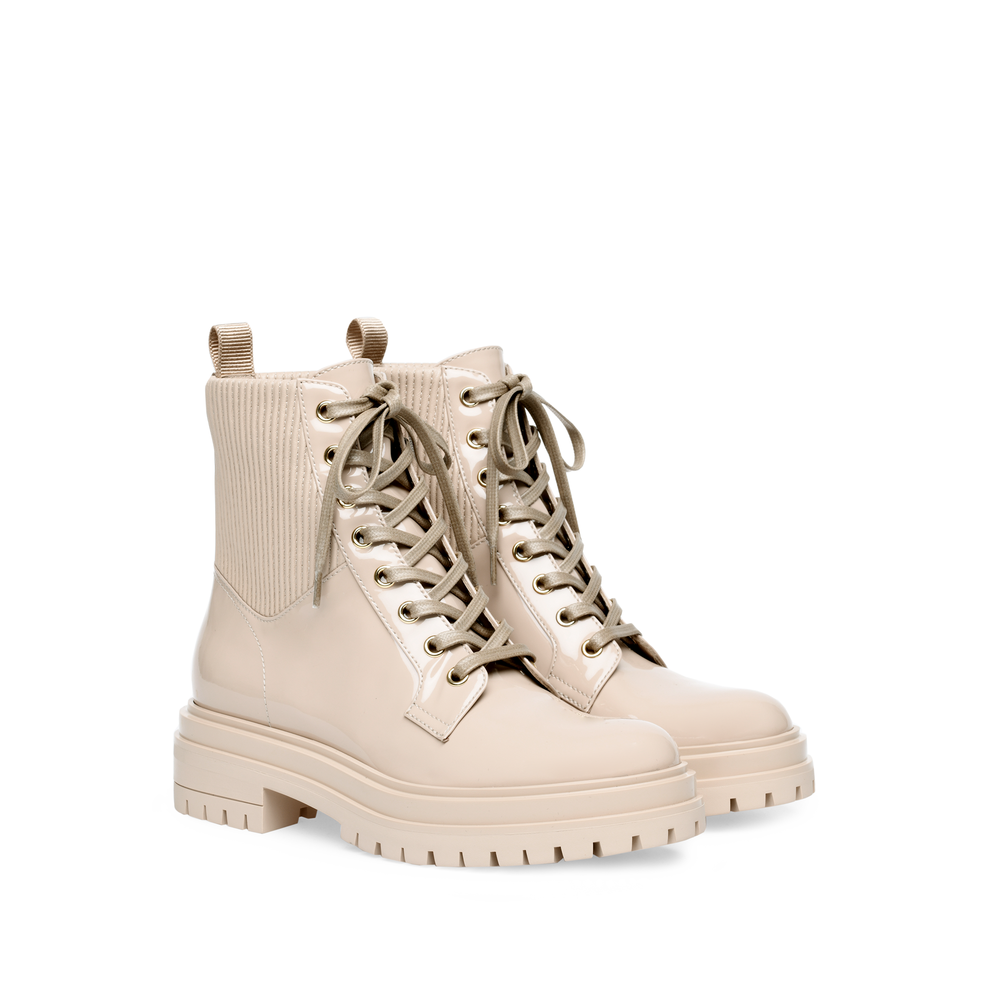 Bottines biker Martis en cuir verni - Neutre