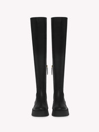Montey thigh-high boots in smooth leather - Black