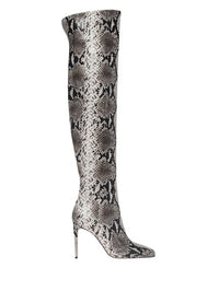 Cuissardes Christina 95 en cuir embossé - Gris