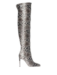 Cuissardes Christina 95 en cuir embossé - Gris