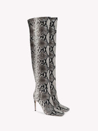 Cuissardes Christina 95 en cuir embossé - Gris