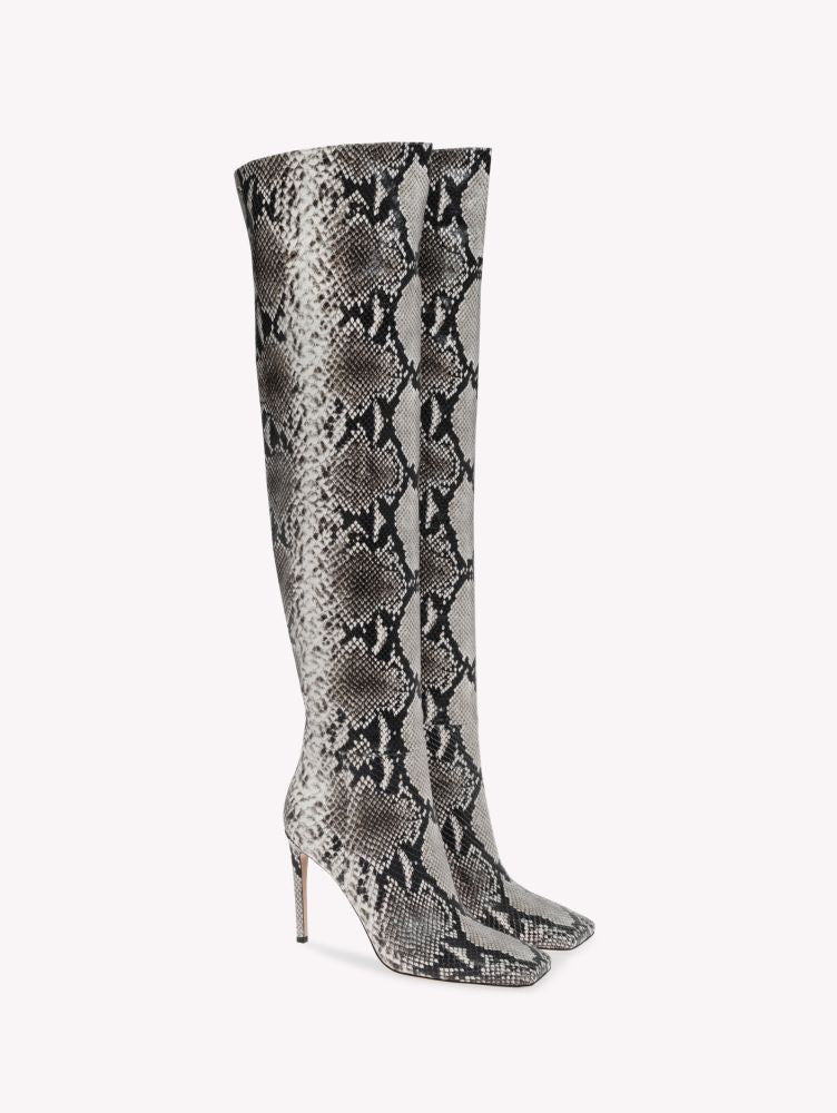 Cuissardes Christina 95 en cuir embossé - Gris