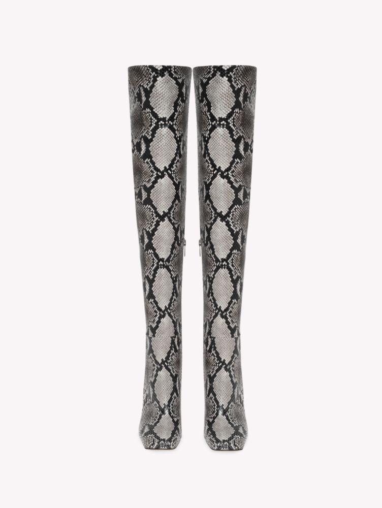 Cuissardes Christina 95 en cuir embossé - Gris
