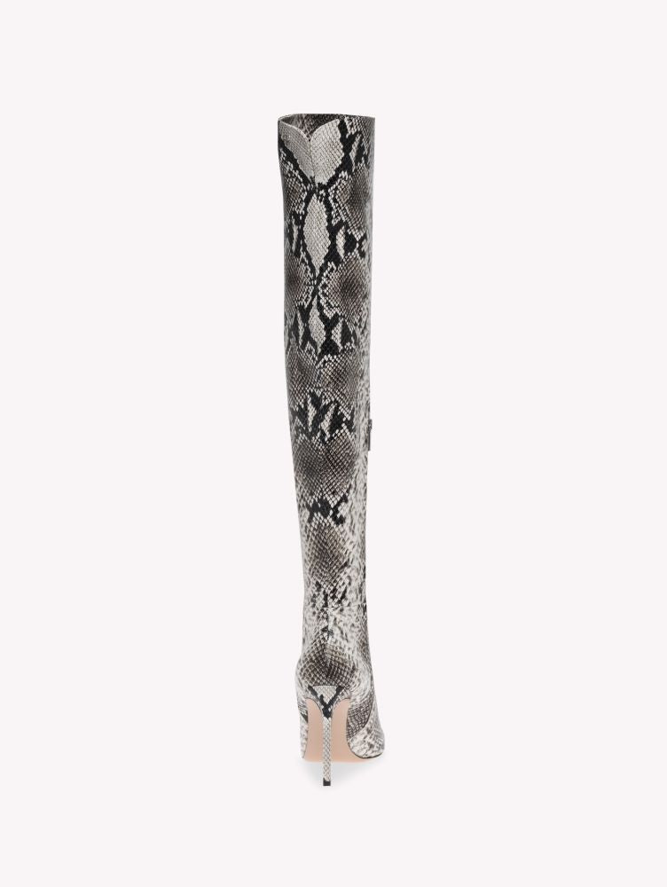 Cuissardes Christina 95 en cuir embossé - Gris