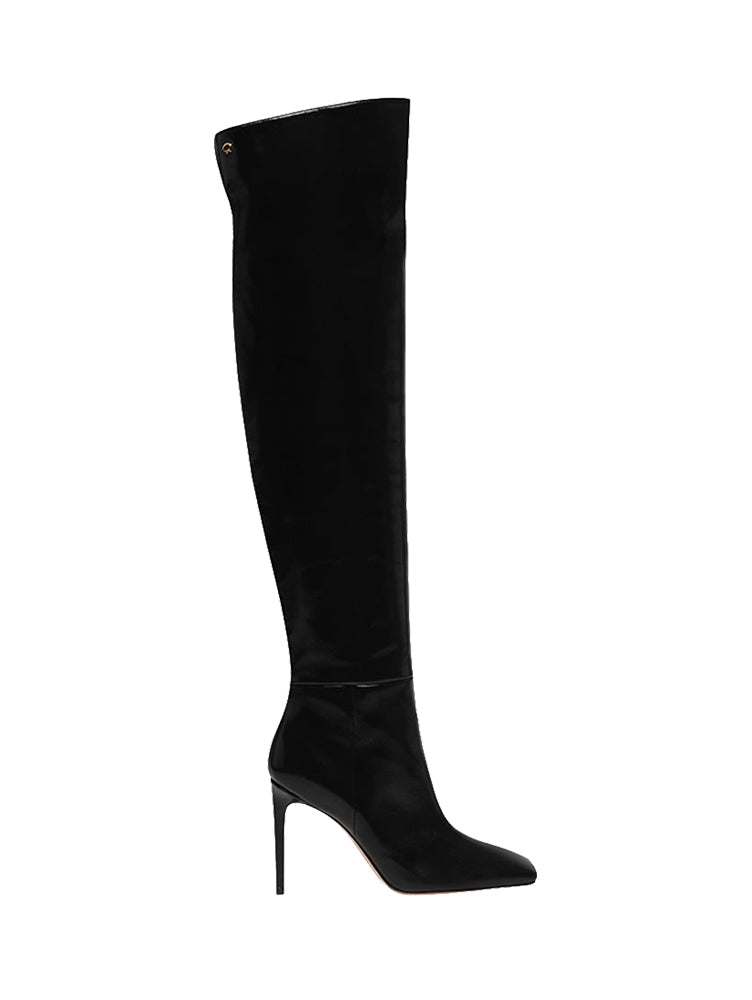 Cuissardes Christina 95 en cuir lisse - Noir