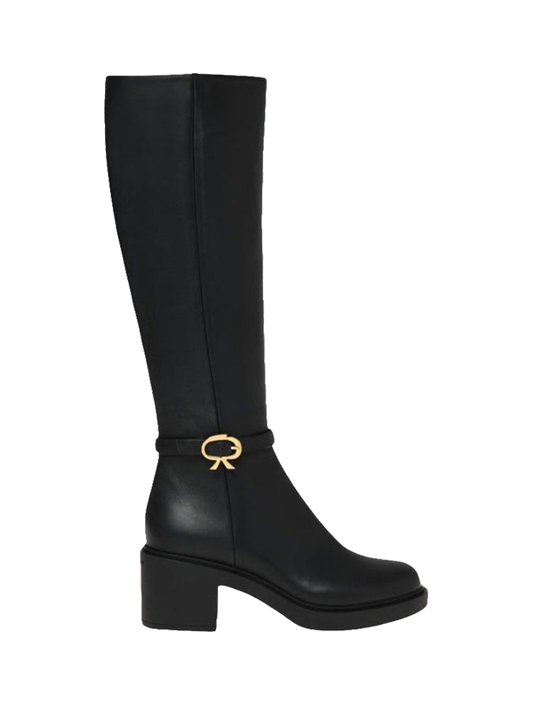 Bottes Ribbon Dumont 45 en cuir lisse - Noir