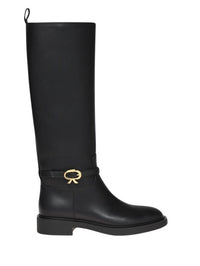 Bottes Ribbon Cavalier en cuir lisse - Noir