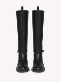 Bottes Ribbon Cavalier en cuir lisse - Noir