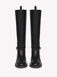 Bottes Ribbon Cavalier en cuir lisse - Noir