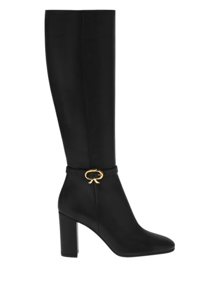 Bottes Ribbon 85 en cuir lisse - Noir