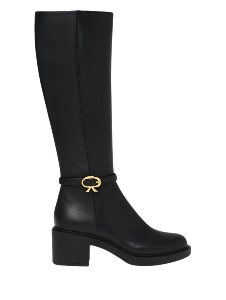 Bottes Ribbon Dumont 45 en cuir lisse - Noir