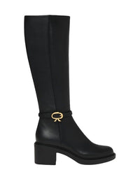 Bottes Ribbon Dumont 45 en cuir lisse - Noir