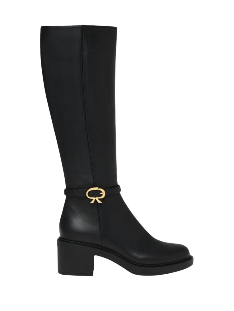 Bottes Ribbon Dumont 45 en cuir lisse - Noir
