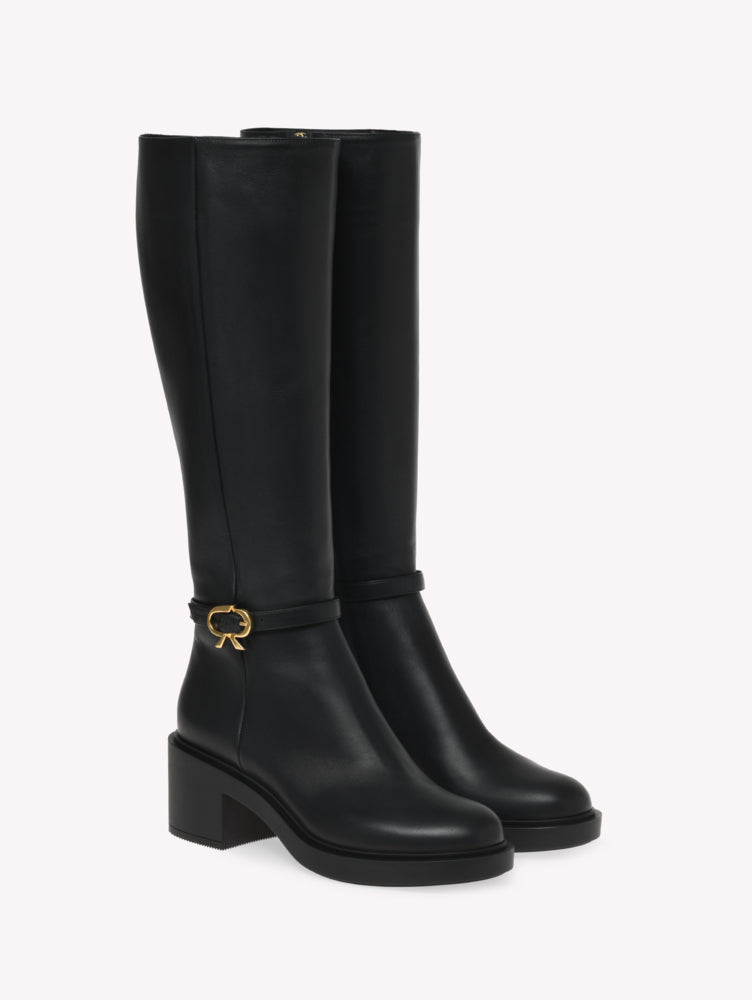 Bottes Ribbon Dumont 45 en cuir lisse - Noir