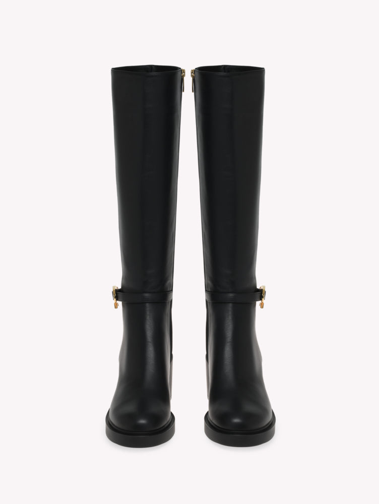 Bottes Ribbon Dumont 45 en cuir lisse - Noir