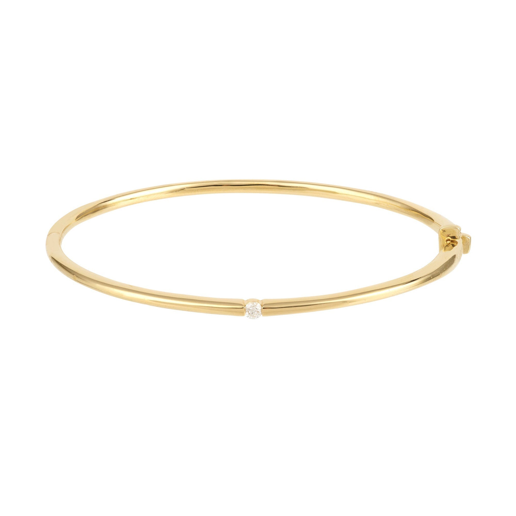 Jonc Zeus S pavé d'un diamant - Or Jaune
