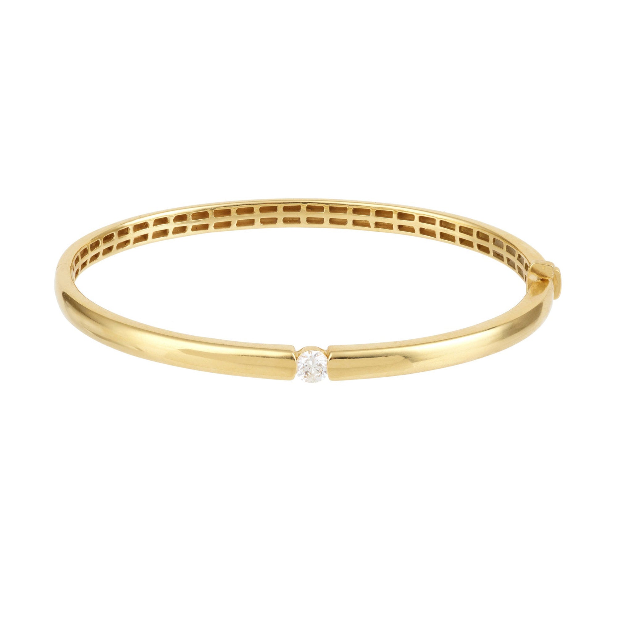 Jonc Zeus S pavé d'un diamant - Or Jaune