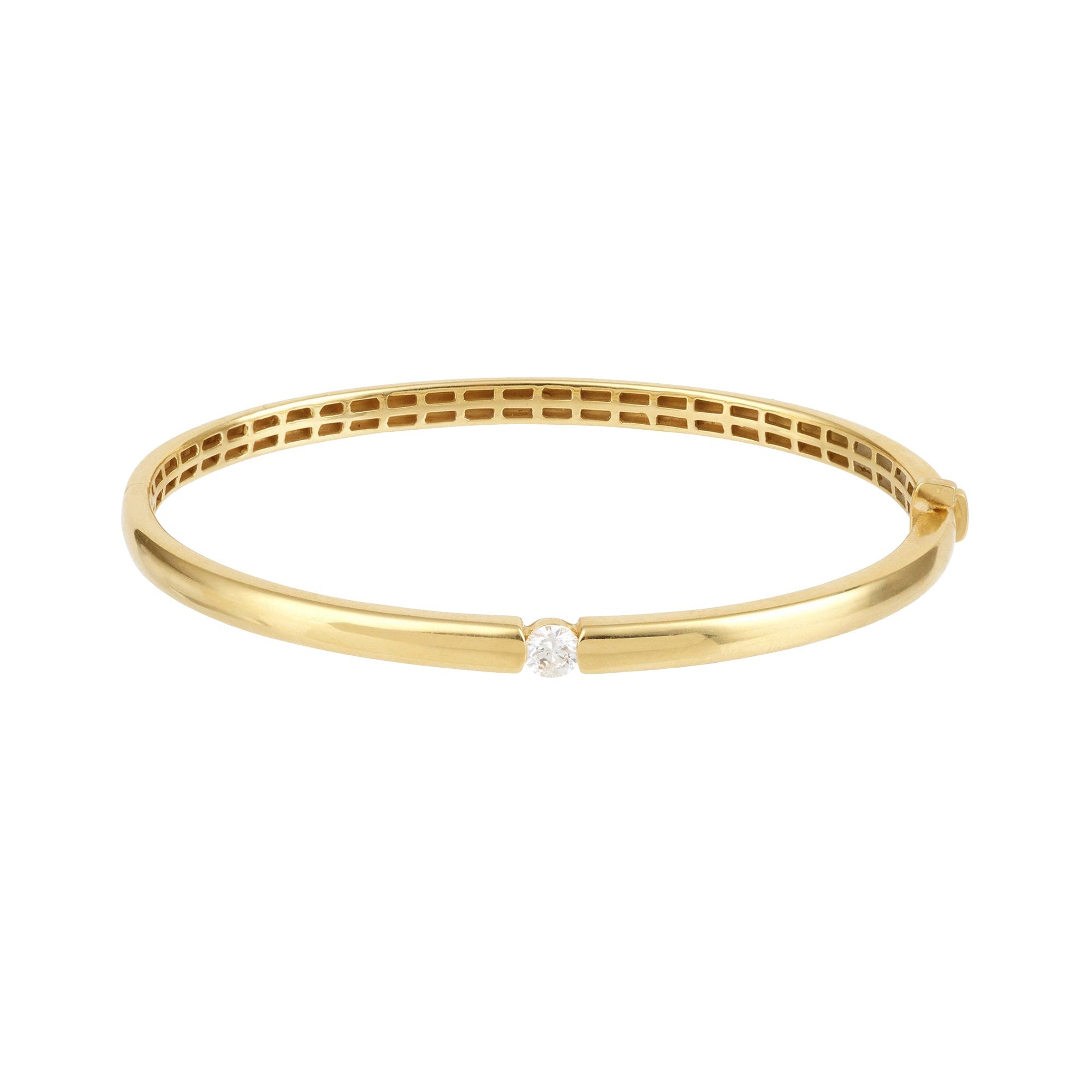 Jonc Zeus S pavé d'un diamant - Or Jaune