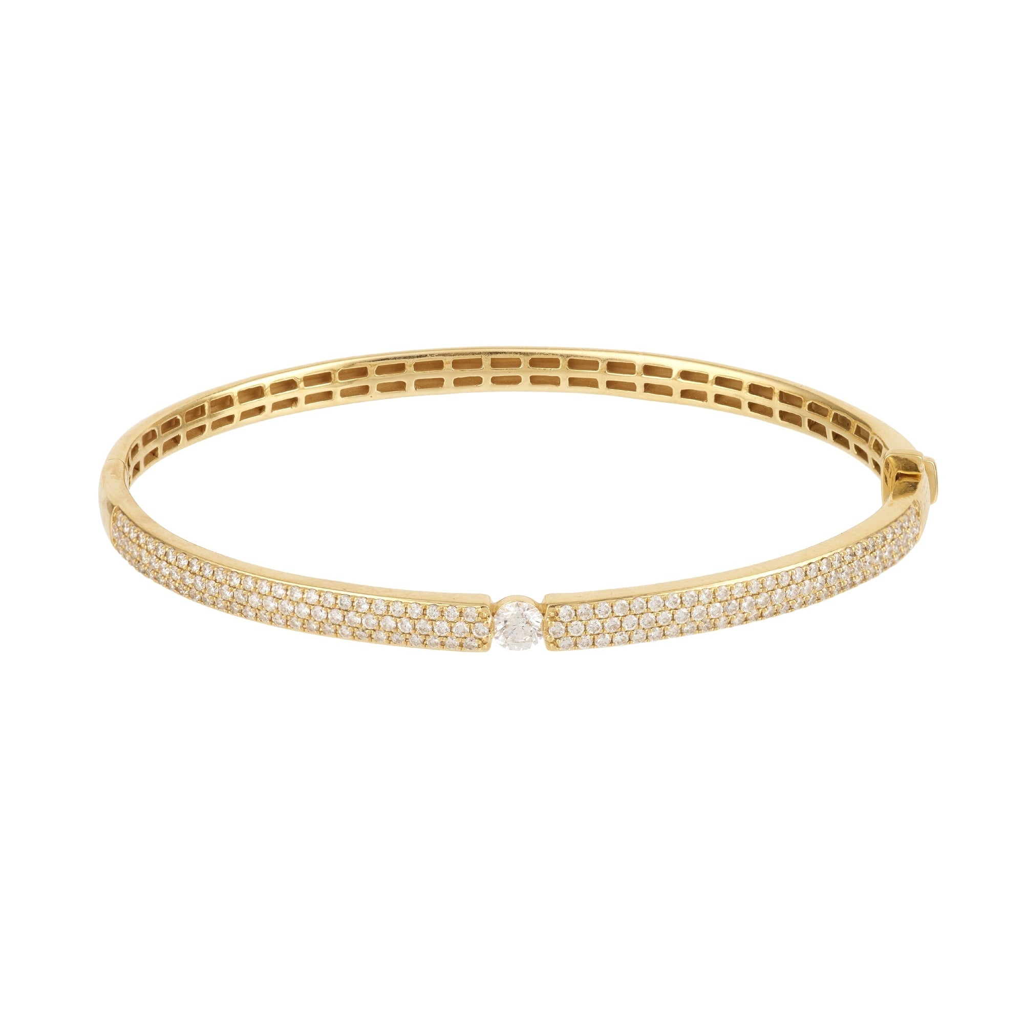 1qty NEW / Bangle Zeus Petit modèle pavé diamant avec 1 diamant-Jaune