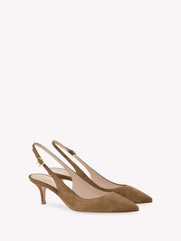 Escarpins Ribbon Sling 55 en daim - Brun