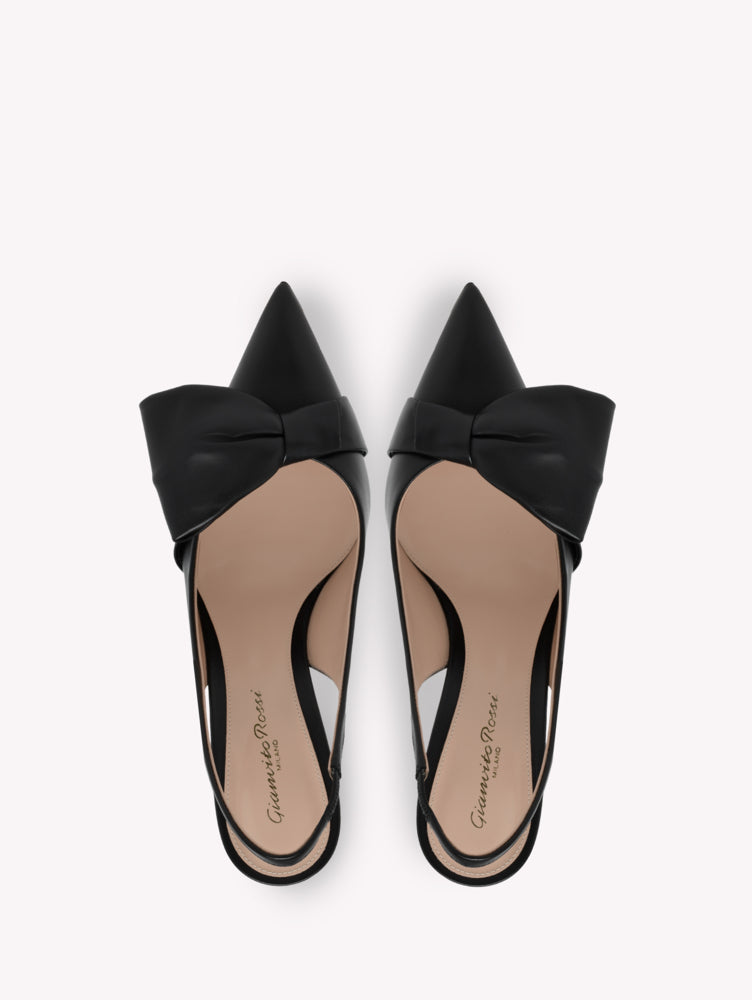 Escarpins Safira Sling 85 en cuir lisse - Noir