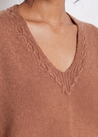 Pull ample col rond en laine & cachemire - Camel