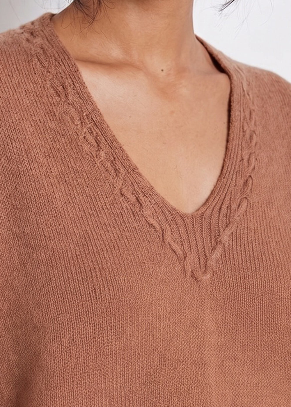 Pull ample col rond en laine & cachemire - Camel