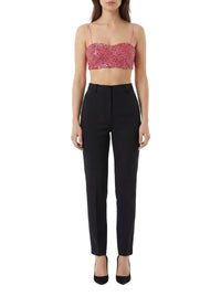 Top bustier court à paillettes - Fuxia