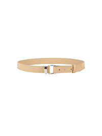 Ceinture en cuir lisse à boucle métallique - Beige