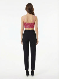 Top bustier court à paillettes - Fuxia