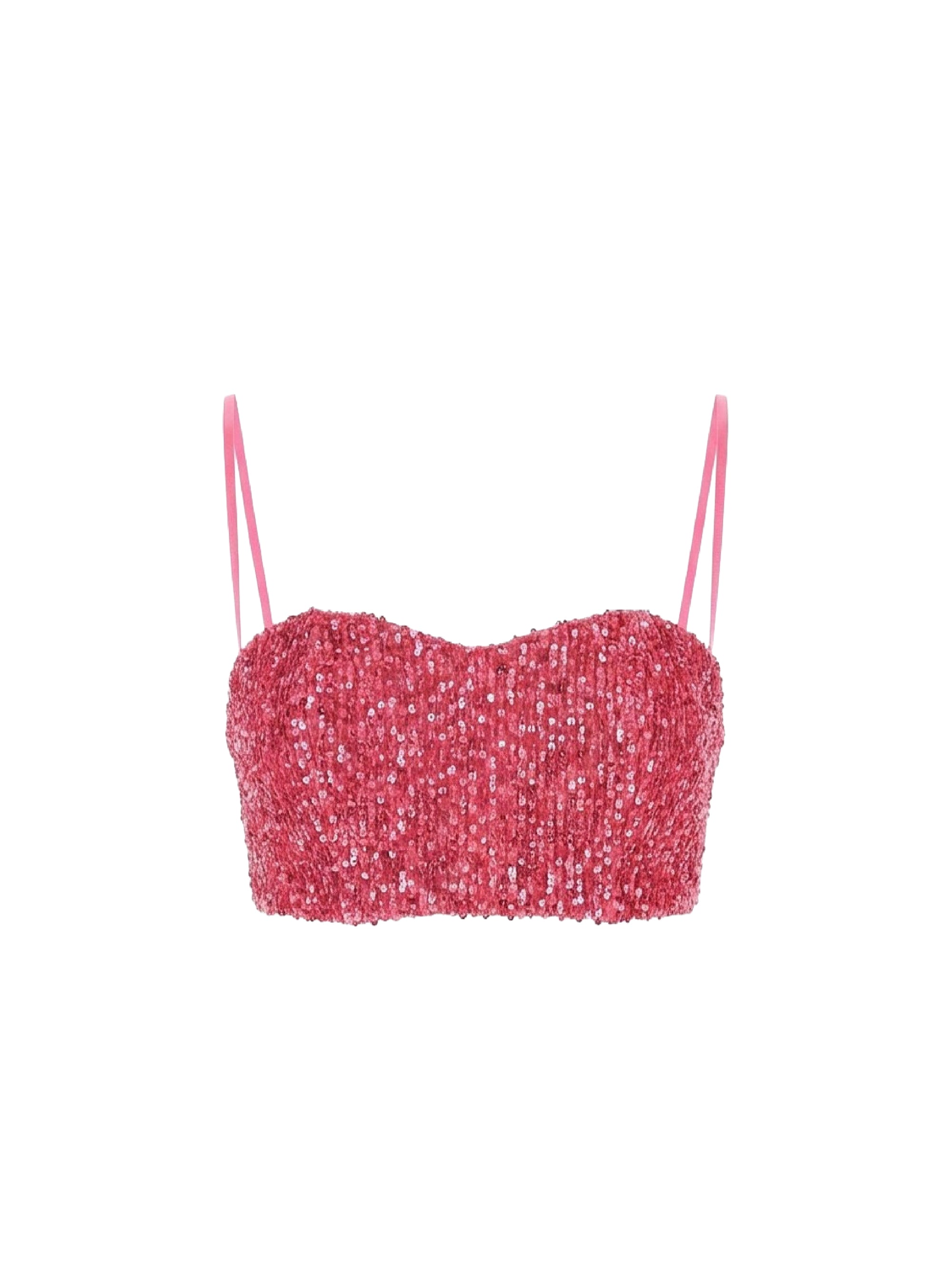 Top bustier court à paillettes - Fuxia