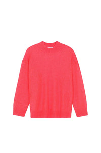Pull col rond oversize en mohair - Magenta