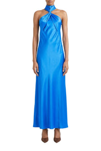 Robe longue Portico en satin - Celeste