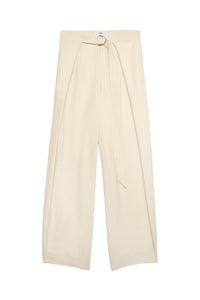 Pantalon large à pans en laine mélangée - Ivory