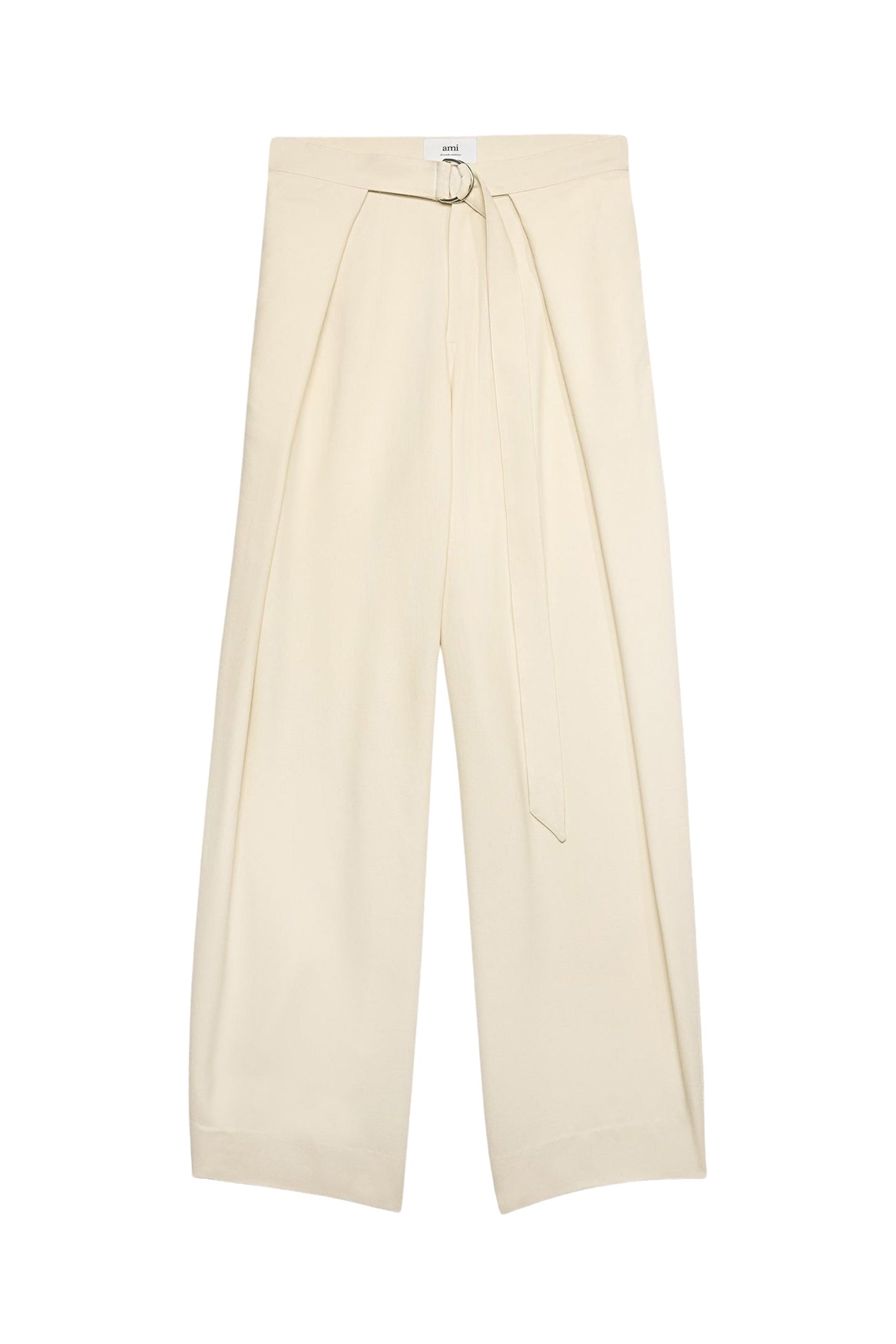 Pantalon large à pans en laine mélangée - Ivory