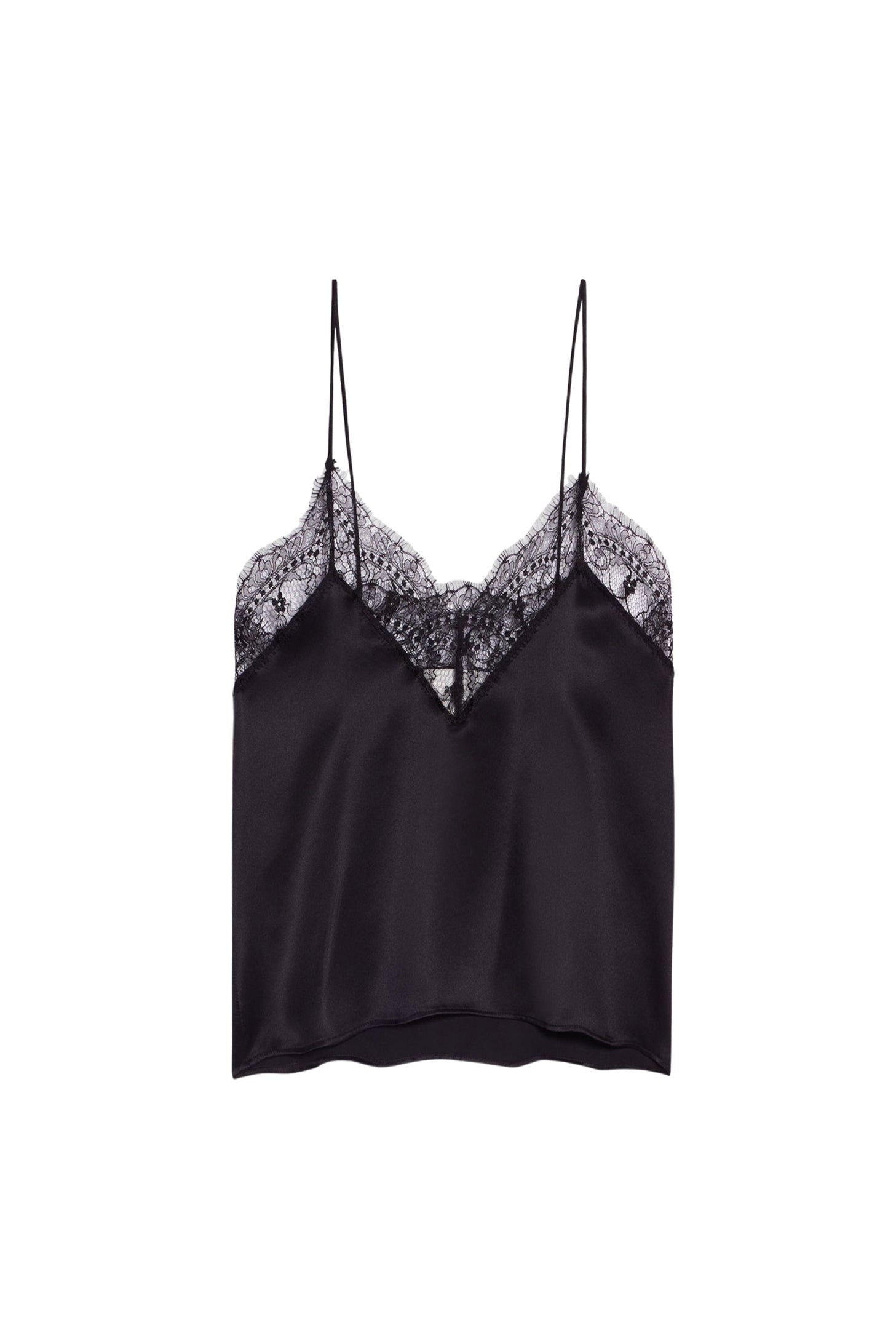 Caraco avec dentelle en soie - Black