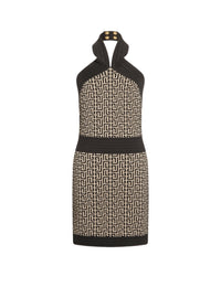 Robe courte monogramme en laine - Ivoire & Noir