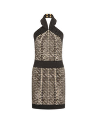Robe courte monogramme en laine - Ivoire & Noir