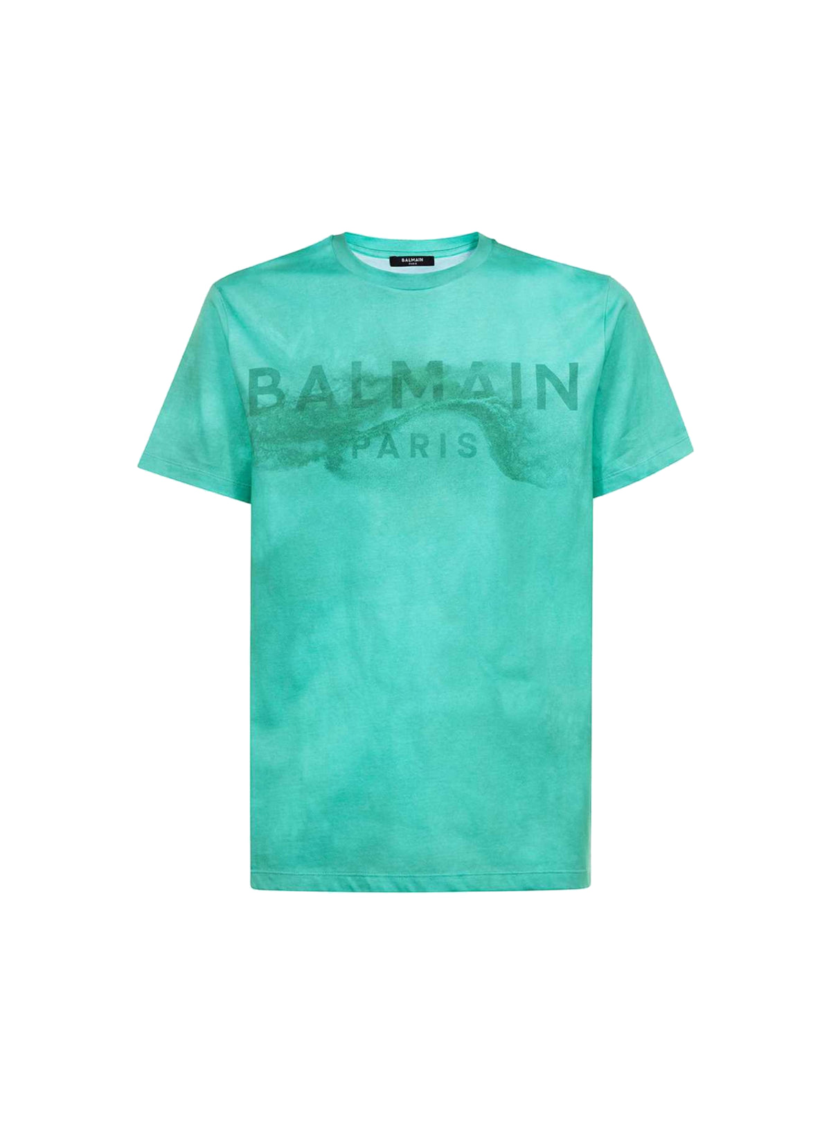 T-shirt en coton éco-responsable imprimé logo Balmain paris désert - Vert d'Eau & Vert Émeraude