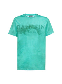 T-shirt with Balmain logo print - Sea Green & Emerald Green