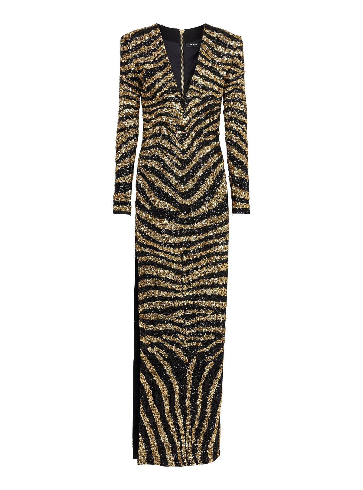 Robe longue brodée zèbre - Noir & Or