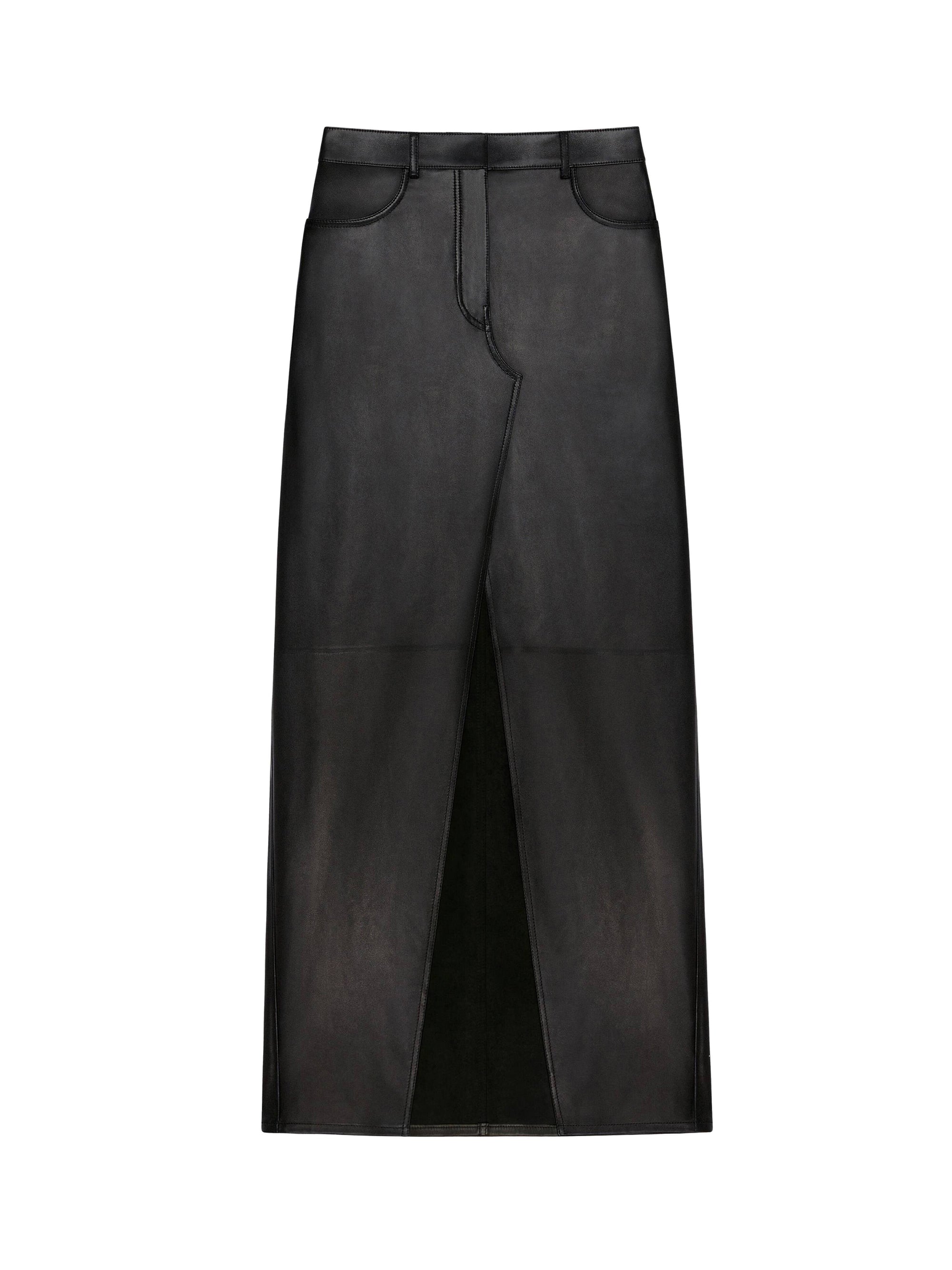 Jupe avec fente en cuir - Black