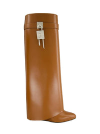 Cuissardes Shark Lock 90 en cuir - Tan