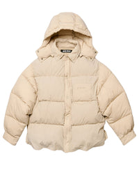 Doudoune à capuche avec logo - Light Beige