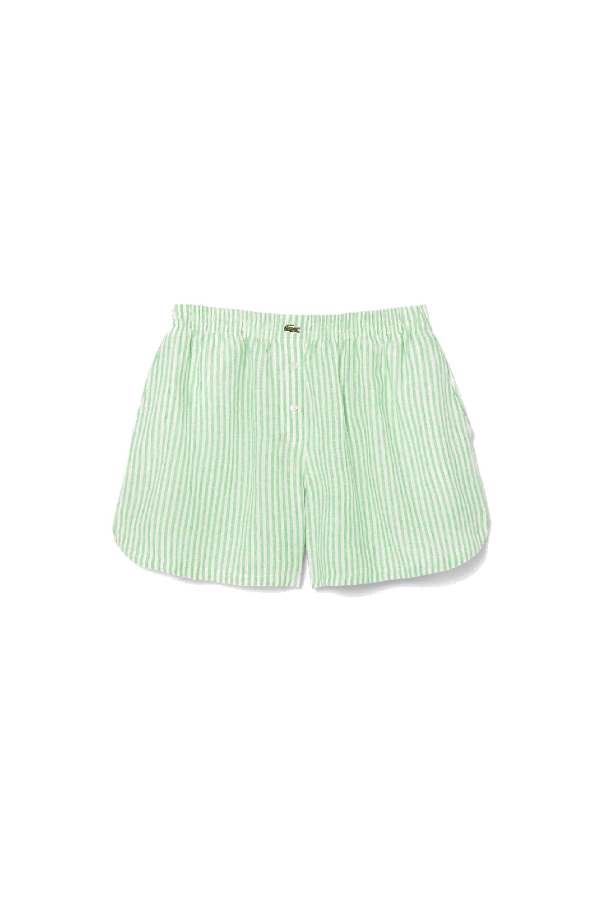 Short ample rayé en lin - Blanc & Peppermint